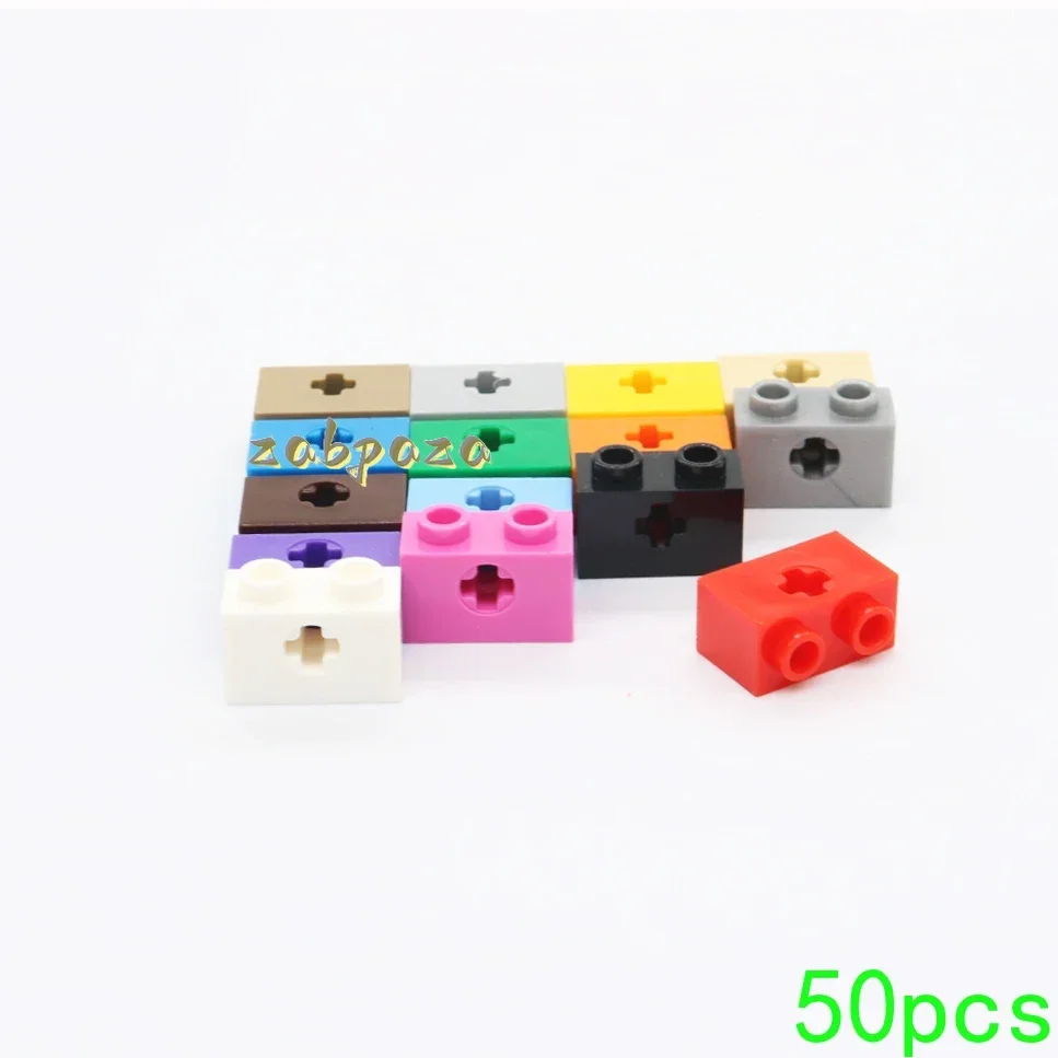 50PCS High-Tech Assemble Particle 31493 1x2 Cross Hole 32064 Building Blocks Kit Replaceable Part Toys For Children Gifts