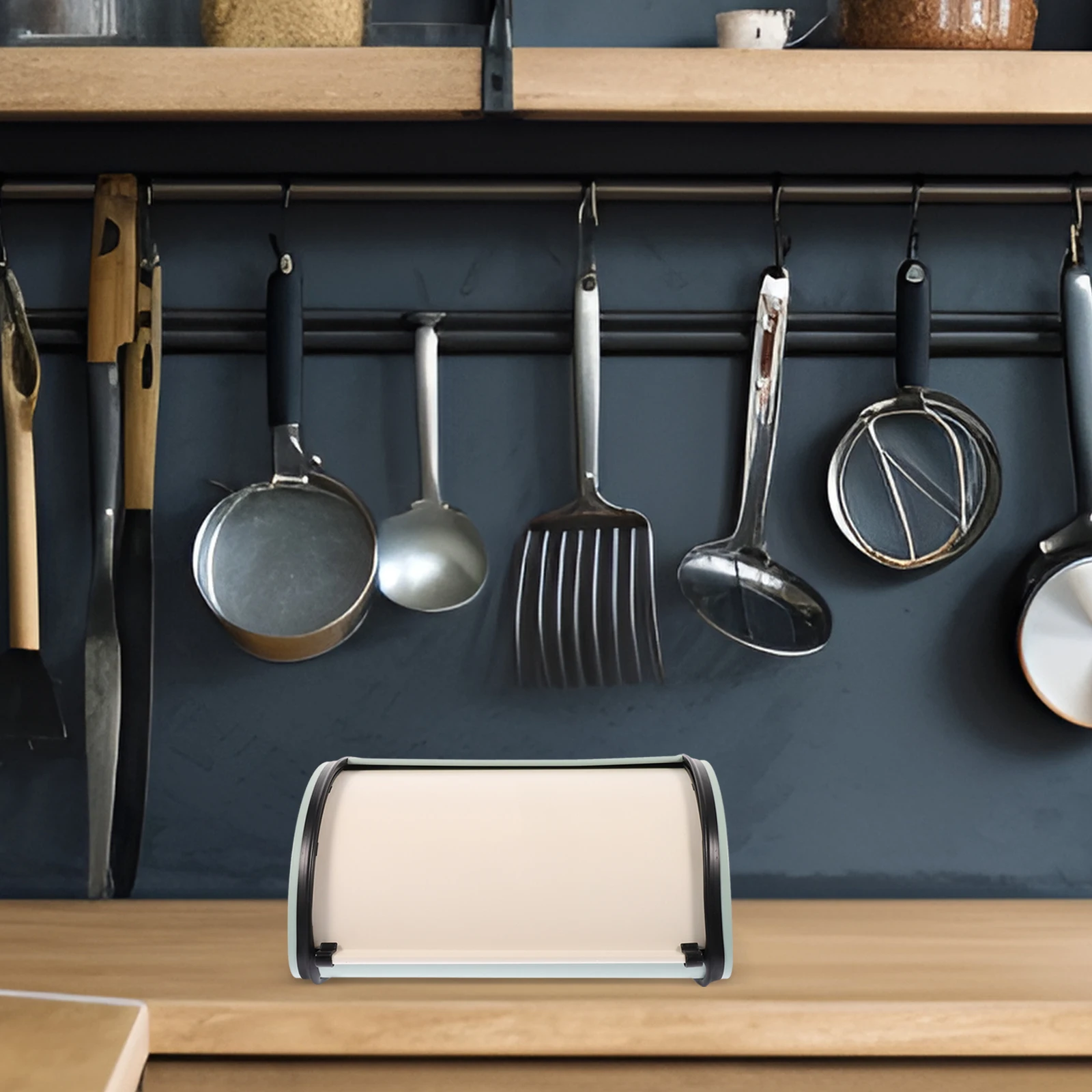 

Multifunctional Metal Box For Kitchen Countertop Large Capacity Roll Top Holder Modern Design Farmhouse