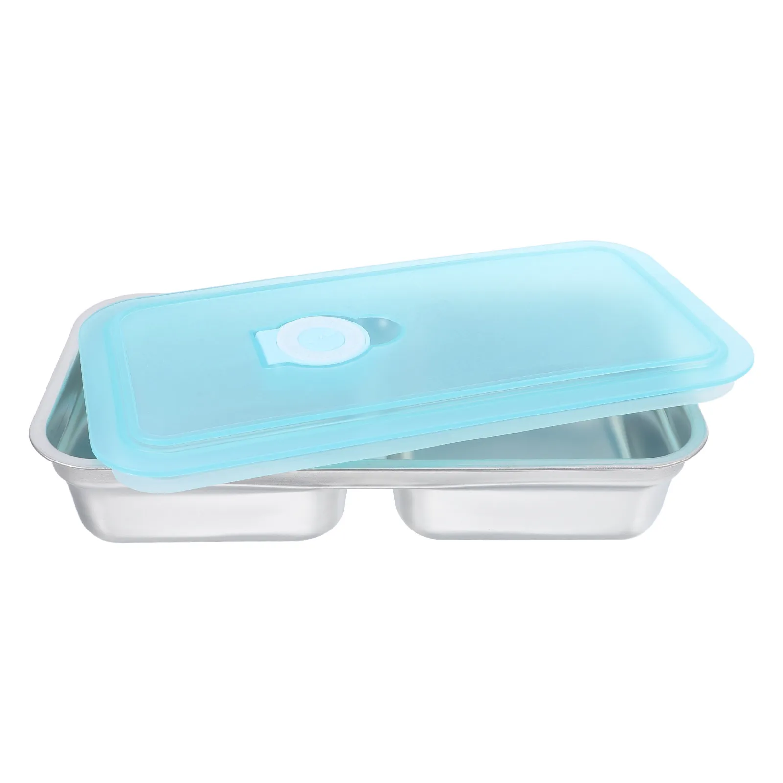 2Sets Reusable Stainless Steel Snack Container Dual Section Leakproof Dishwasher Safe Compact Lunch Box for Meal Prep Travel