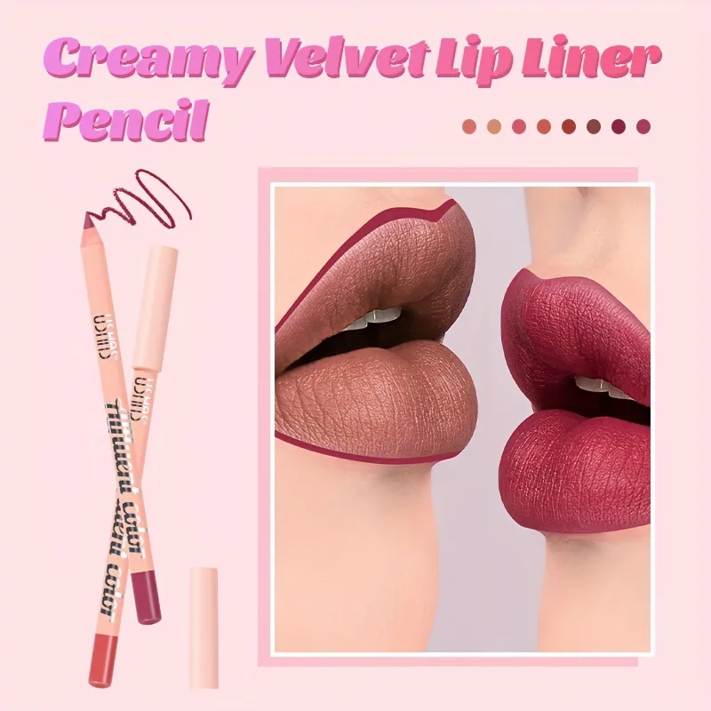 Impermeável Velvet Matte Lip Pencil, batom de longa duração, vermelho e marrom Lip Liner, maquiagem cosmética feminina