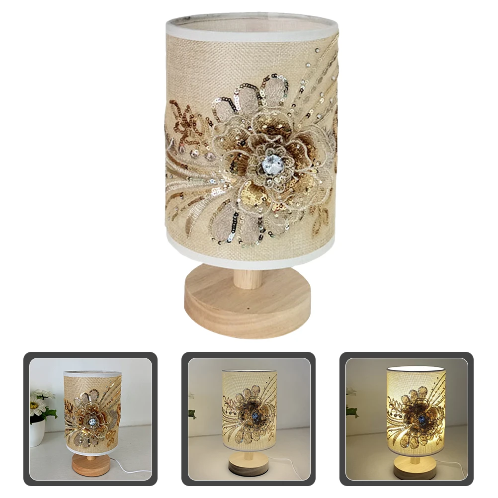 

Fabric Flower Nightst Light Lamp Desk Bedside Light Small Lights Bedroom Nightst Iron Frame Cloth LED USB 3D Design