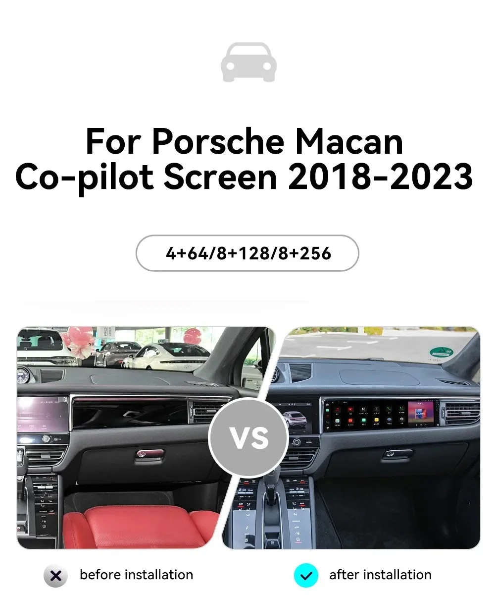 

Автомобильный второй пилотный экран для Porsche Macan 2018-2023, мультимедийный плеер, стерео Android 13, автомобильный Carplay, пассажирская развлекательная панель