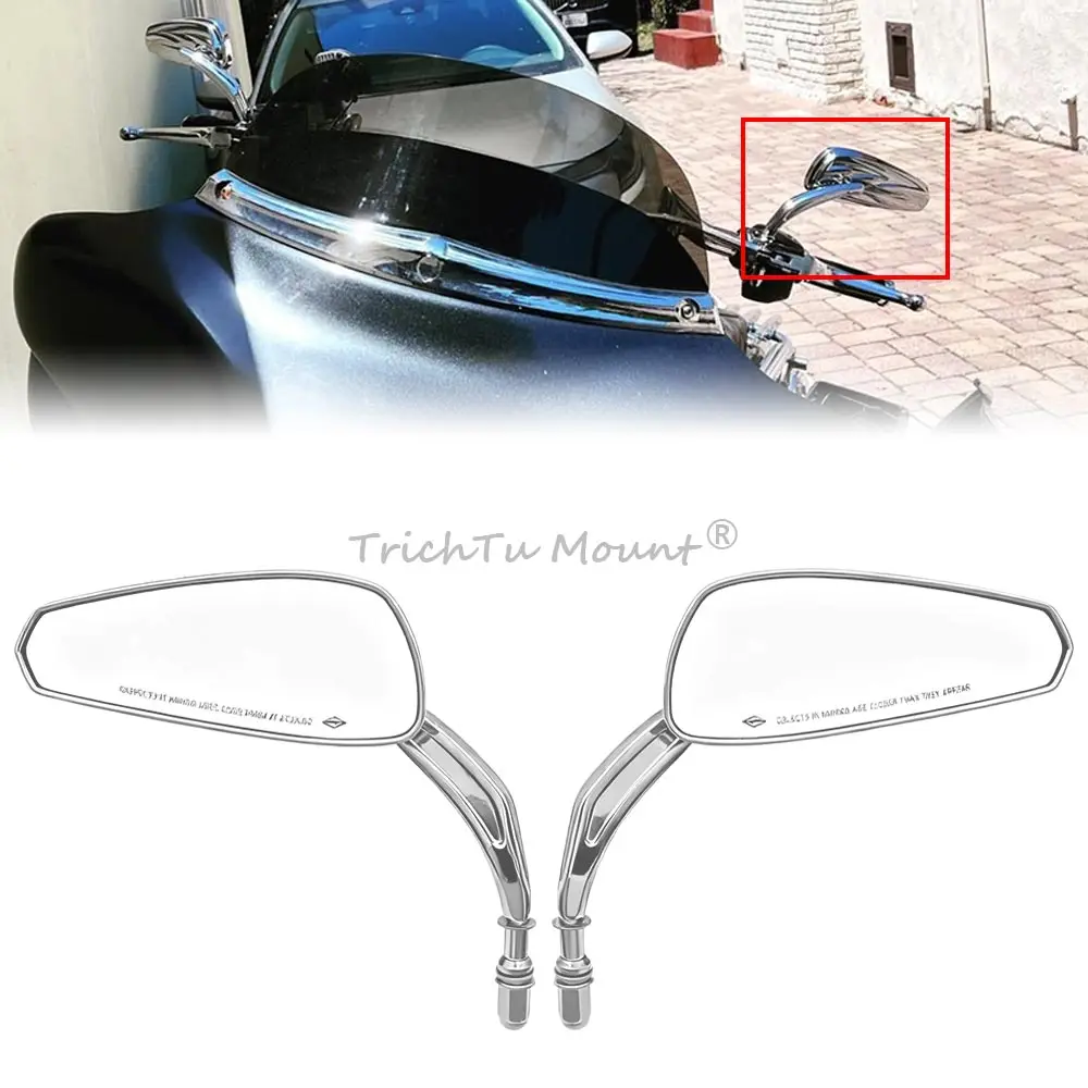 Motorcycles Aluminum Chrome Flame Handlebar Mount 8mm Side Mirror Rearview Adjustable For Harley Road King Sportster Softail 95+