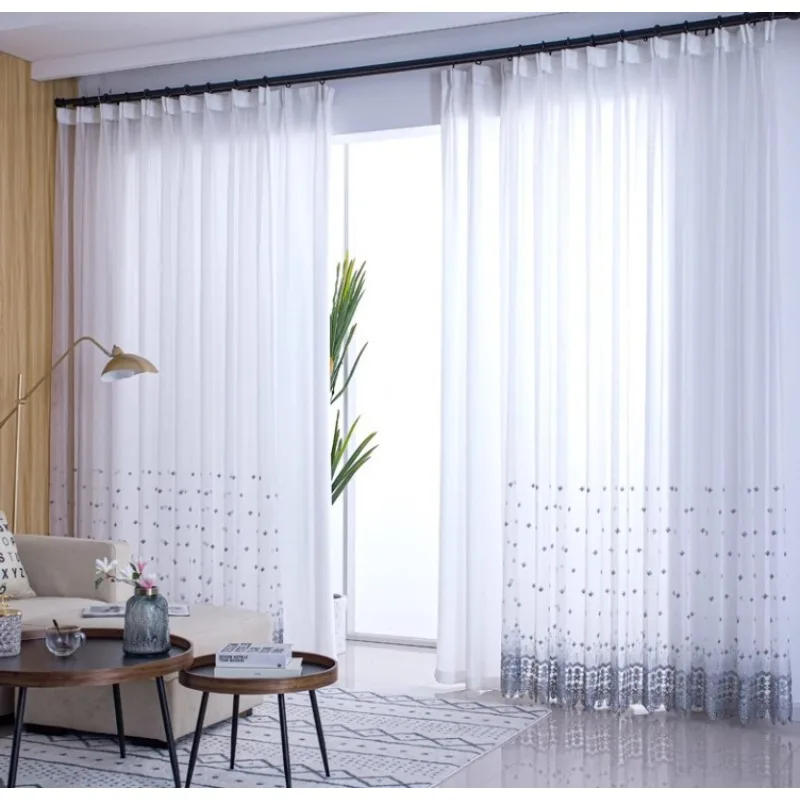Light Luxury Diamond Water Soluble Embroidery Exquisite Embroidery Gauze Curtain Living Room Bedroom Balcony Curtain