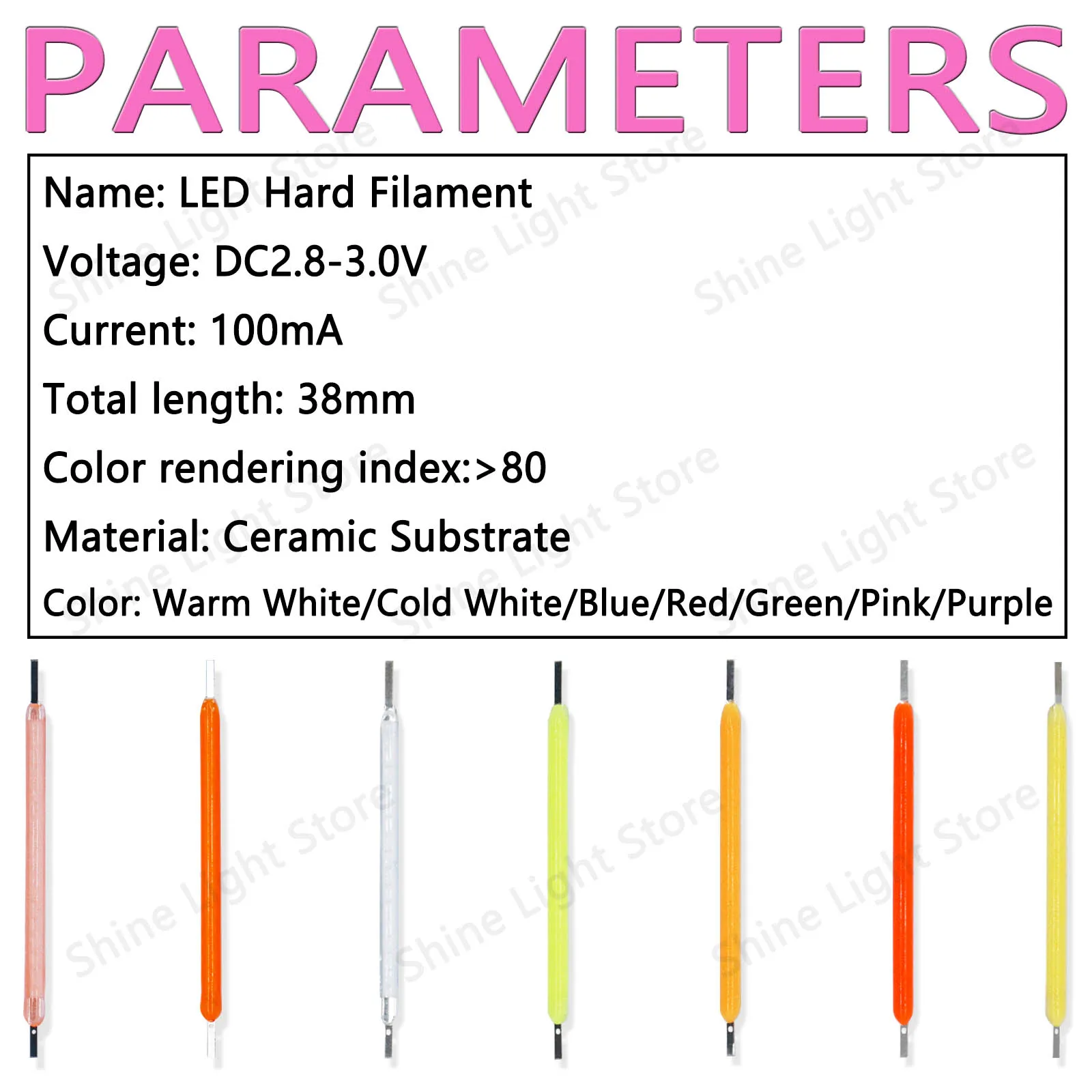 LED 필라멘트 COB 에디슨 전구, 홈 데코 광원, 웨딩 오티, 캠핑 다이오드, DIY, 10 ~ 1200 개, 3V, 38mm