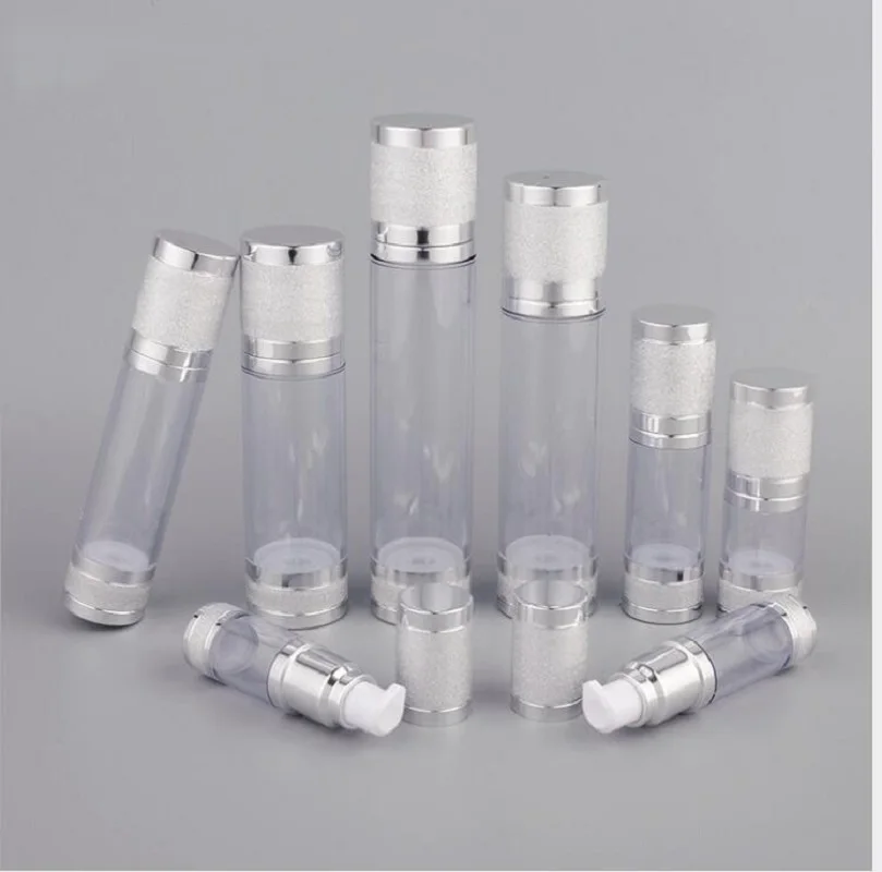 

15ml 30ml 50ml silver airless bottle lotion emulsion serum toilet toner moisture essence skin care