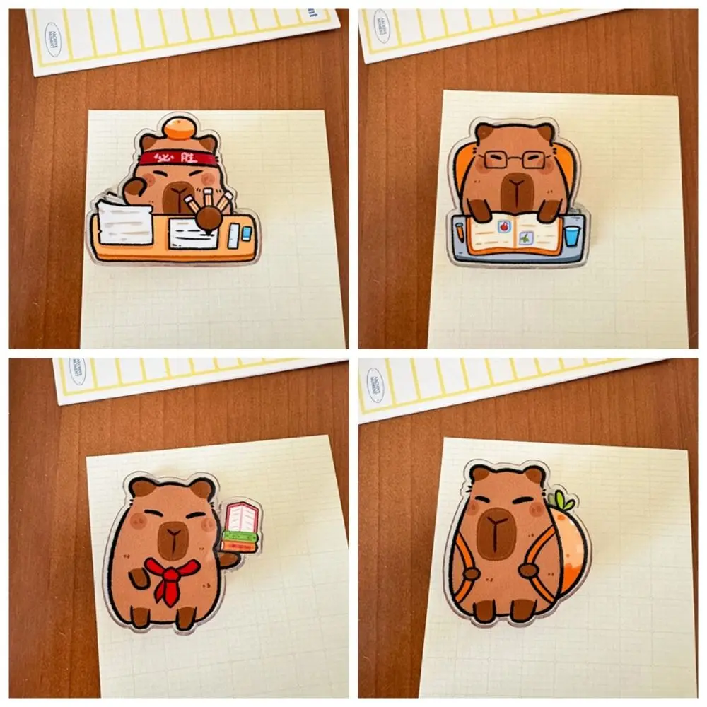 Creative Cute Paper Clip Kawaii Lovely Capybara Acrylic Clip Double Sided Decorative Binding Sealing Clamp Student