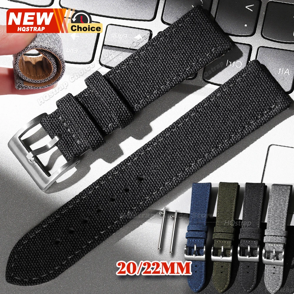 Wasserdichtes Uhrenarmband 20mm 22mm Smartwatch Leder-Nylon-Armband für Omega für Seiko Armband für Rolex Uhrenarmband Schnellverschluss