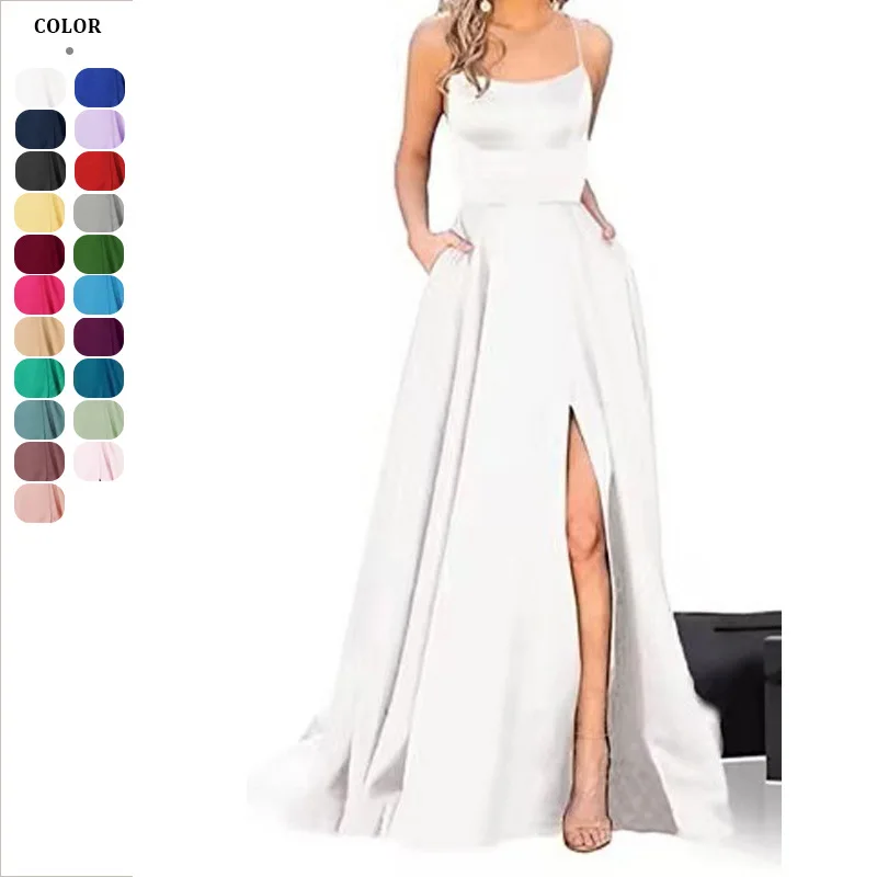 

2025 Long Slimming oulder Bridesmaid Dr Faionable Evening Gown for Bridal Par Silk Double Gauze round Ne Wedding D...