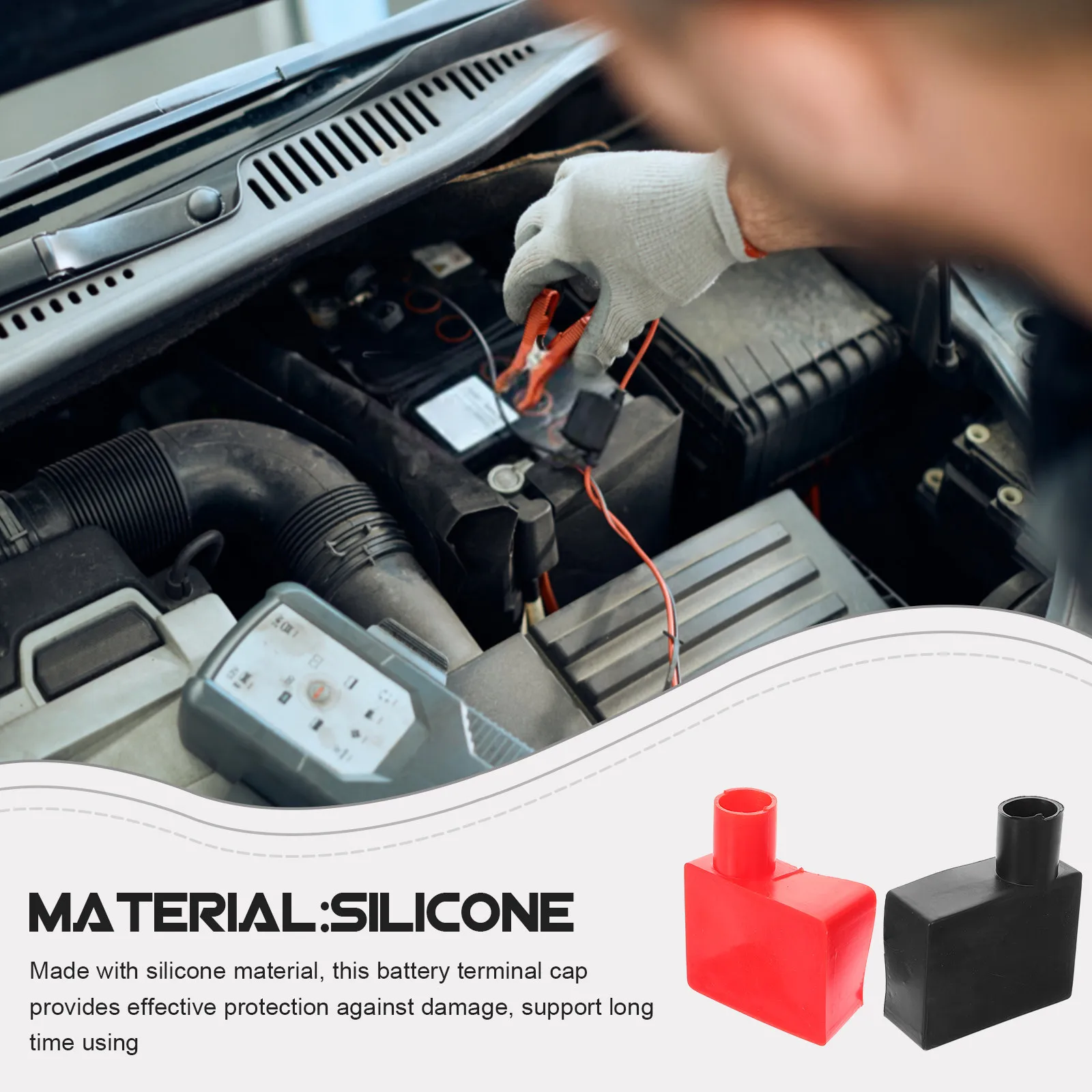 

1 пара силиконовых защитных колпачков для автомобильных клемм, изоляционный защитный комплект, быстрая установка