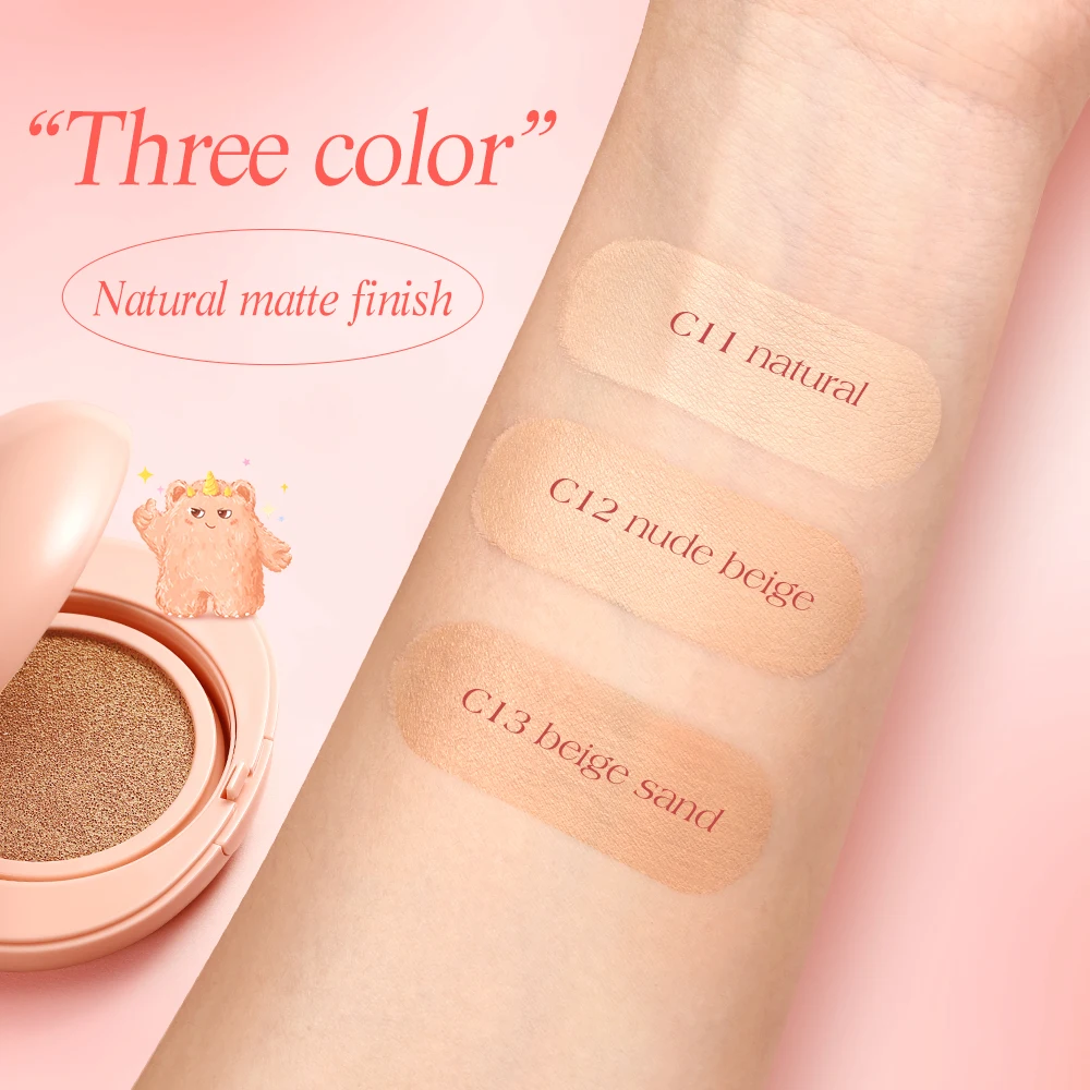 BANXEER Cushion Cream Fuller Natural Coverage Waterproof Oil-controlling Matte Finish Cushion Compact With Puff Face Makeup