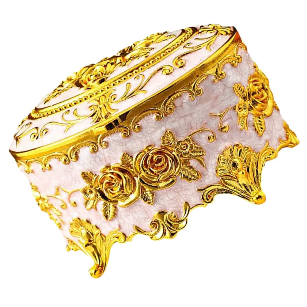 

Stylish Oval Metal Jewelry Box Vintage Look for Rings Necklaces Trinkets Smooth Inner Protection Organizer Jewelry Box