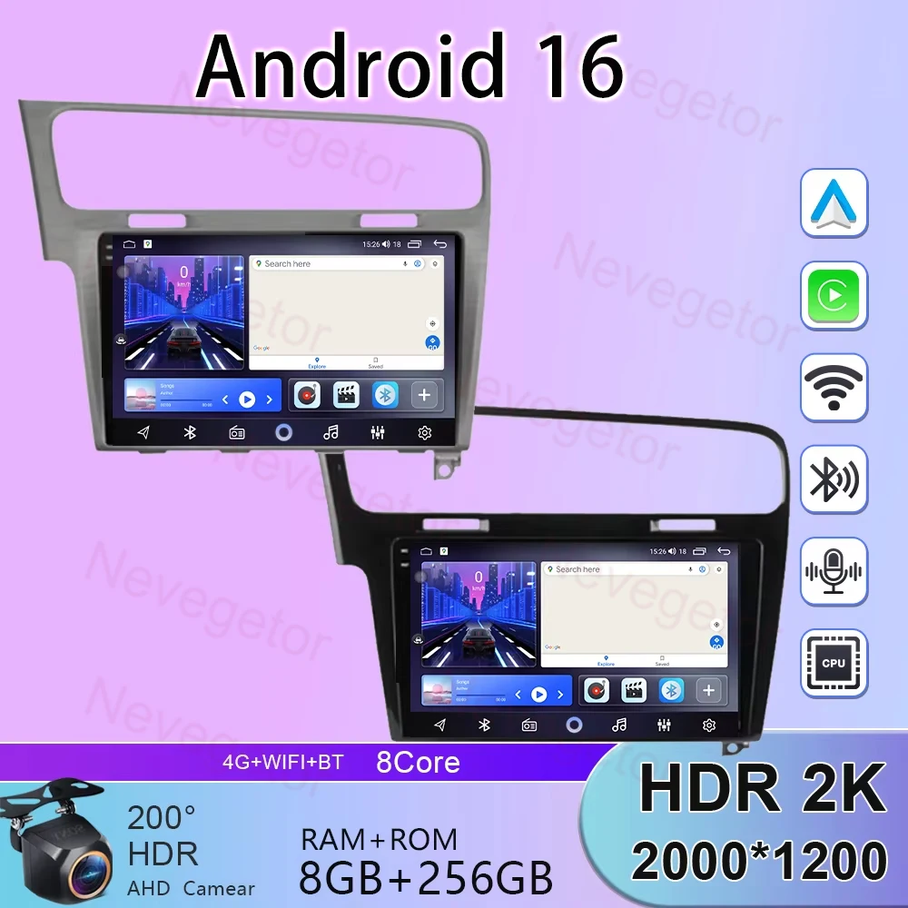 For Volkswagen VW Golf 7 MK7 GTI 2011 - 2021 Car Radio Android 15 Navigation Stereo Auto DSP BT 2din GPS Carplay Multimedia WIFI