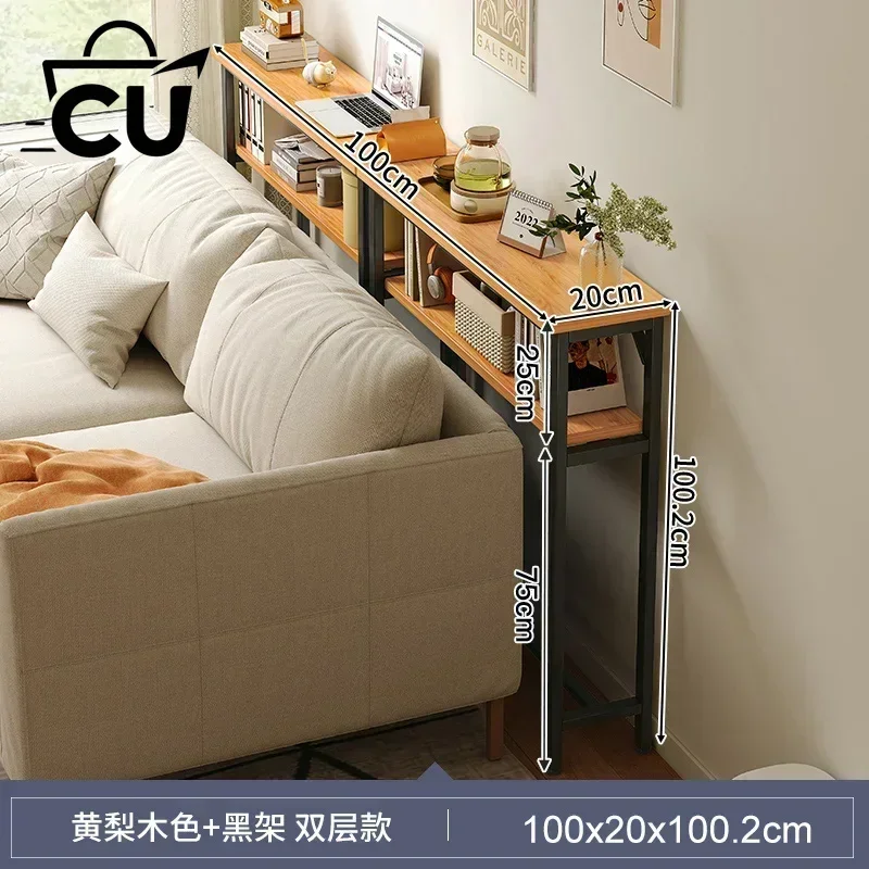 Bedroom bedside table against the wall with extremely narrow gaps, long narrow edge table partition frame,space saving furniture