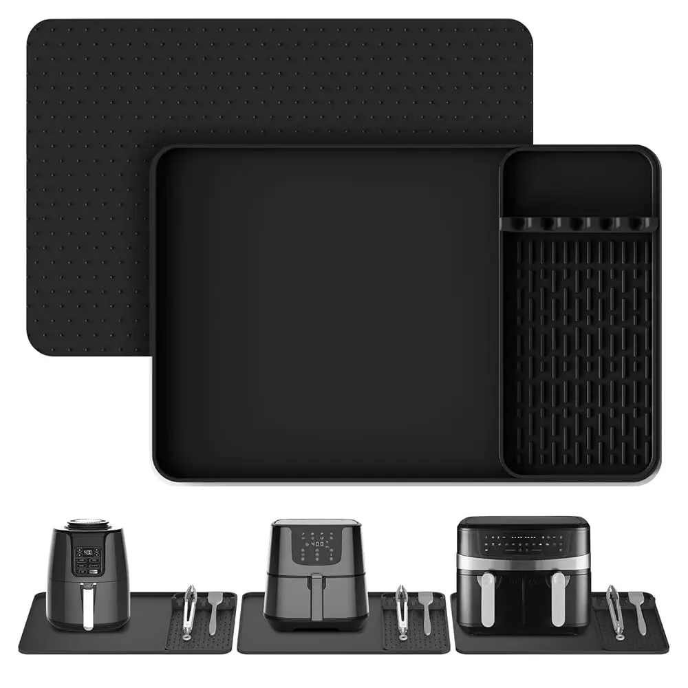 

Силиконовые термостойкие коврики для столешниц, 24x16 дюймов, коврик для аэрофритюрницы с держателем для кухонных принадлежностей, для микроволновой печи/духовки, C