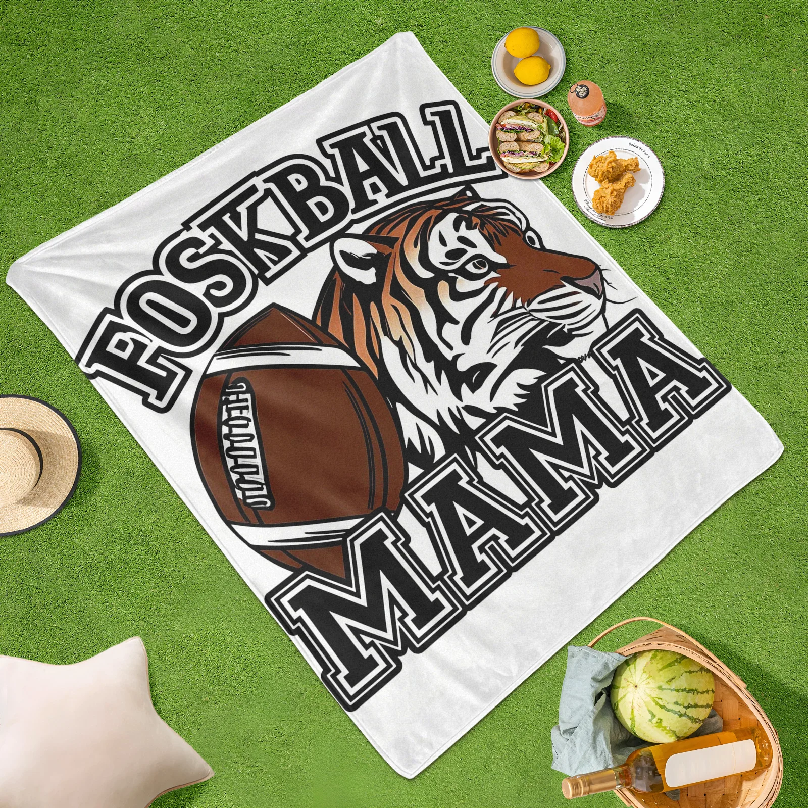 Football Tiger Mother Design Outdoor Blanket For Cozy Picnics And Warm Family Gatherings With Unique And Bold Patterned Style