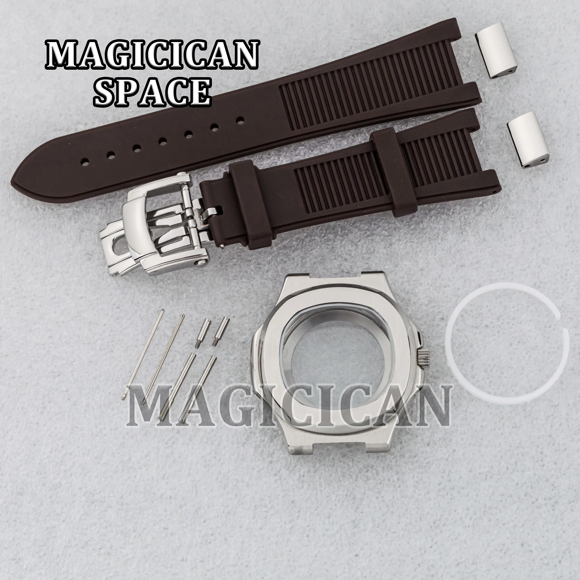 NH35 Watch Case Rubber Strap Sapphire Crystal 10ATM Waterproof 41mm Case for Nautilus Watch Mod Parts fit NH35/NH36 Movement