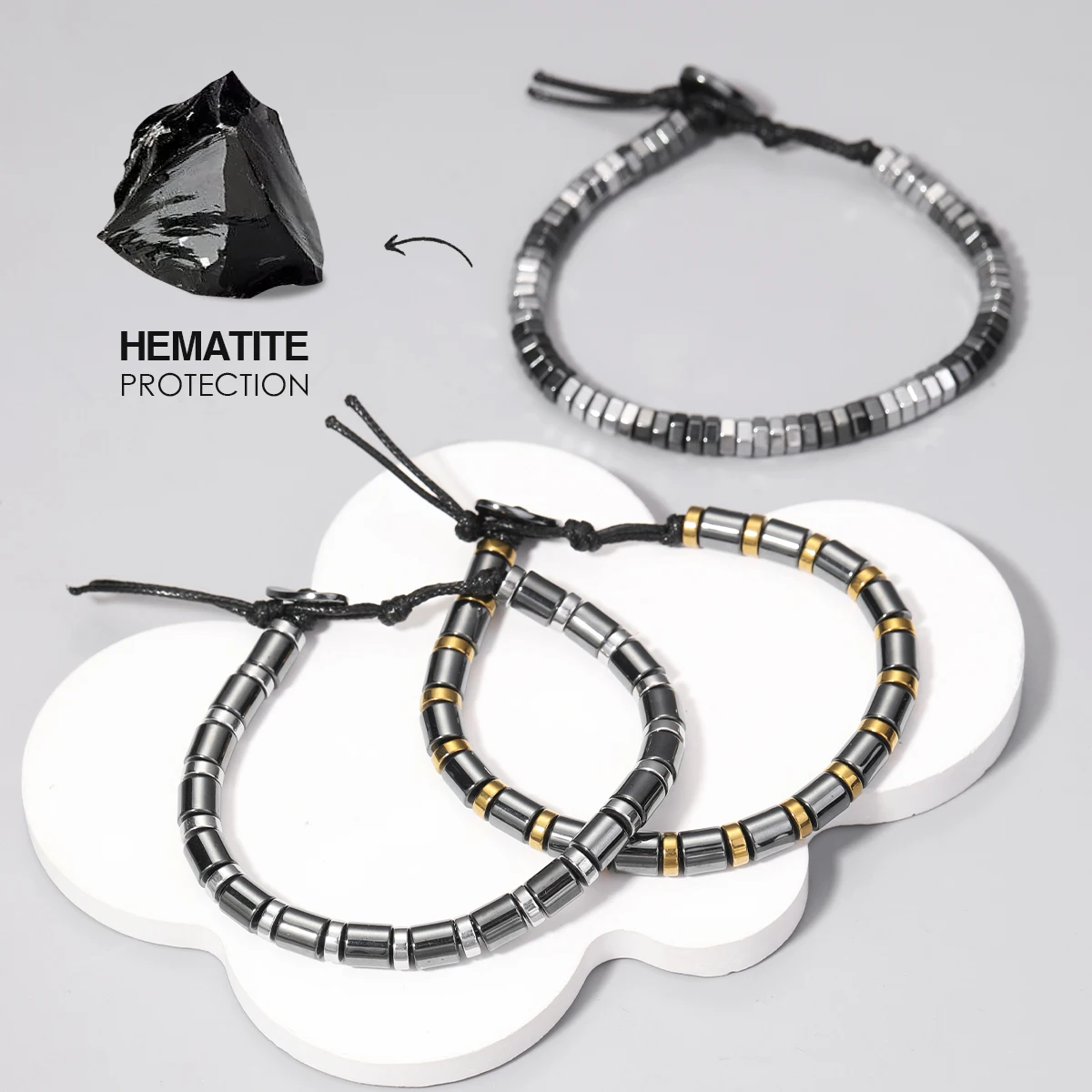 

New Weight Loss Non-Magnetic Therapy Bracelet Unisex Geometric Black Hematite Beads Stretch Bracelet Accessory Gift