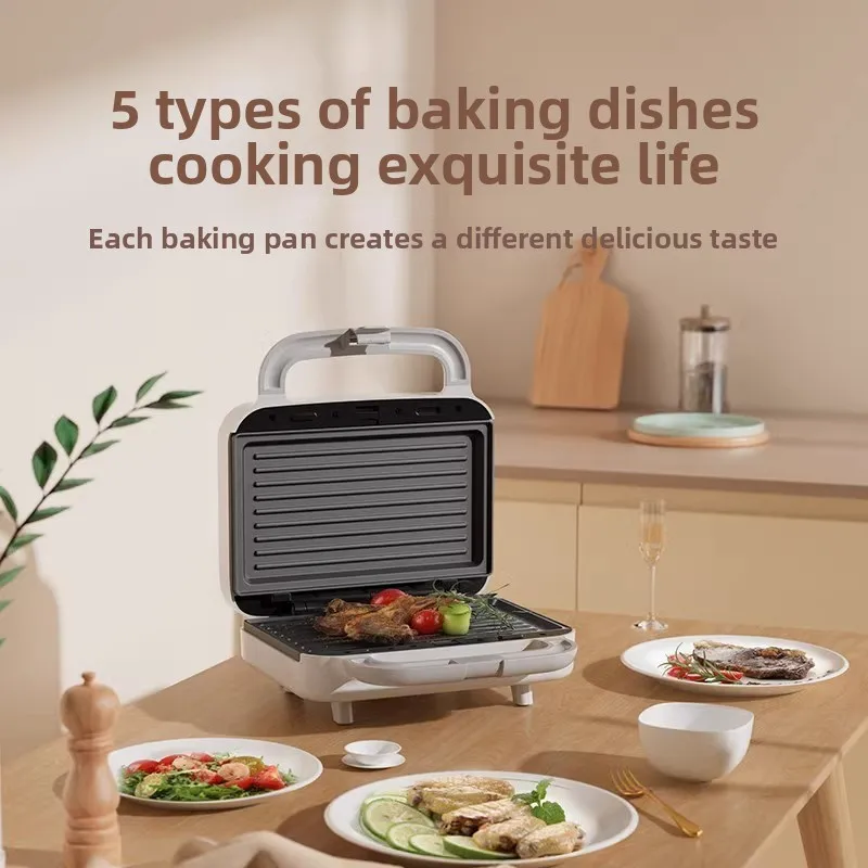 Placa dupla casa cronometrada fabricante de café da manhã sanduíche multifuncional pequena máquina de pão waffle