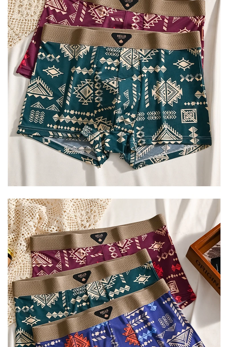 1 stücke männer Unterwäsche Eis Seide Boxer Shorts Plus Größe 6XL Unterhosen Atmungsaktiv Sexy Dünne Höschen Drucken Dessous Großhandel 5803 – Detail 10