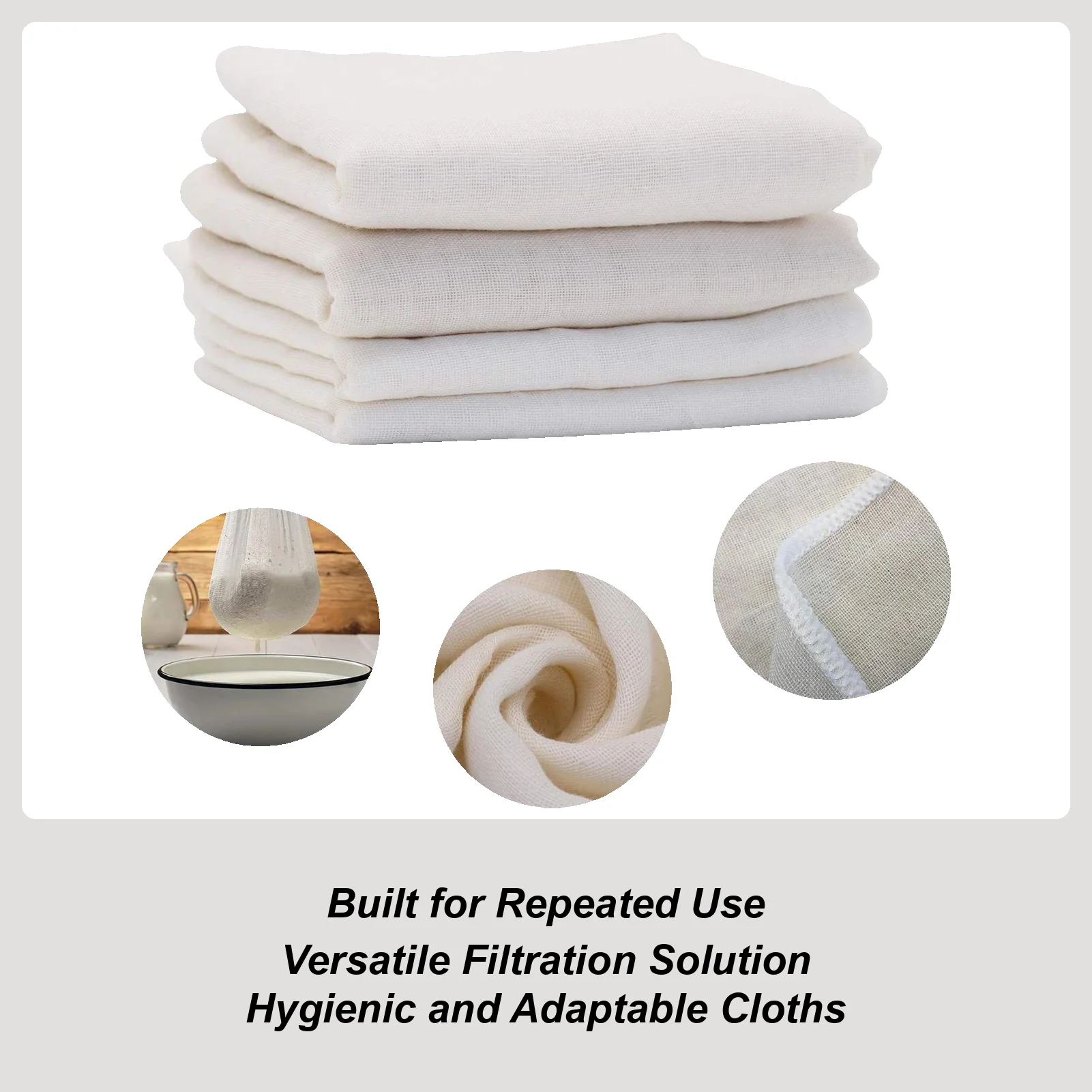 

Reusable Cheese Cloth Bag Soybean Milk Cheesecloth Filter Nut Milk Vegetable Stuffing Yogurt Coffee Strainer 120x100cm