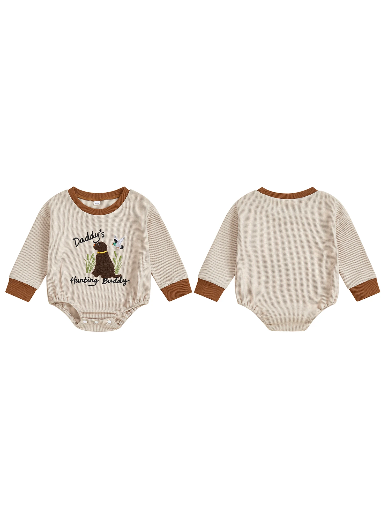 

Baby Boy Fall Romper Long Sleeve Round Neck Letter Animal Embroidery Bubble Jumpsuit