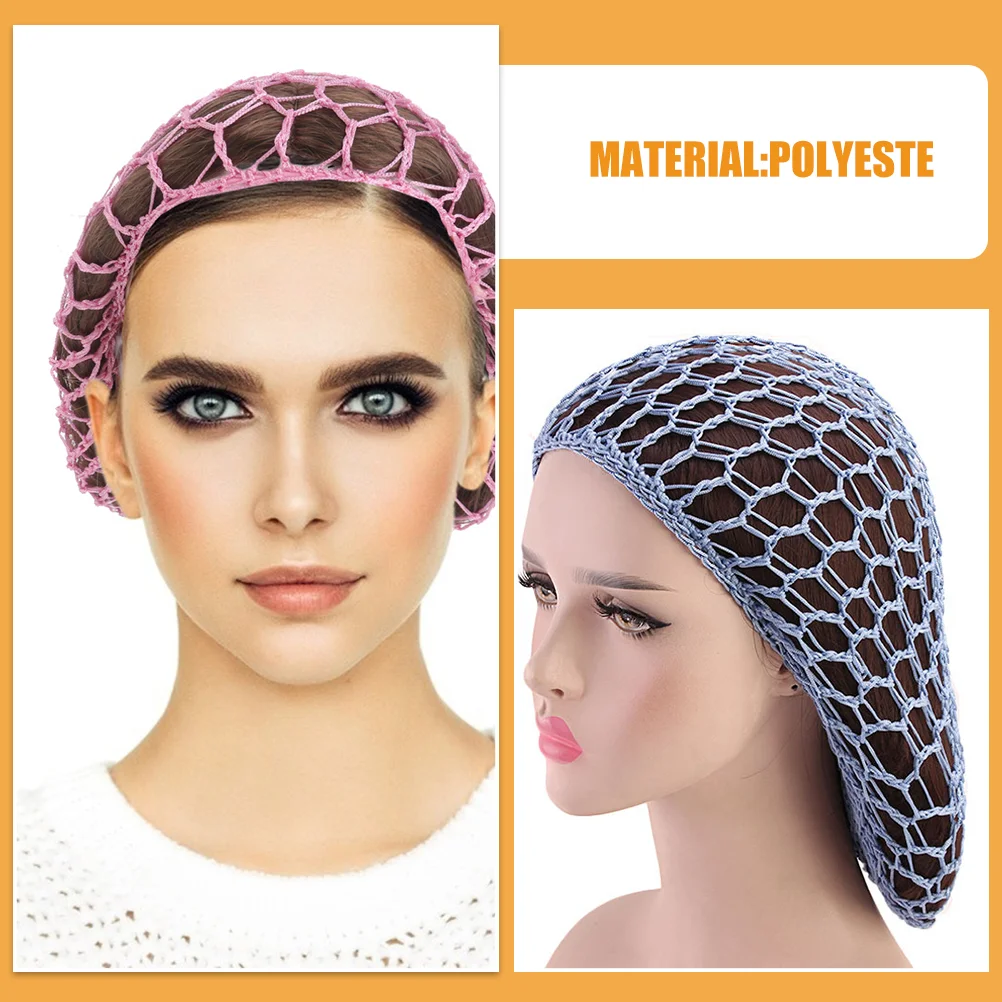 2 PCS Rede de Cabelo Cuidados Doobie Wrap Crochê Malha Crocheted Sono Hairnets para Mulheres Poliéster