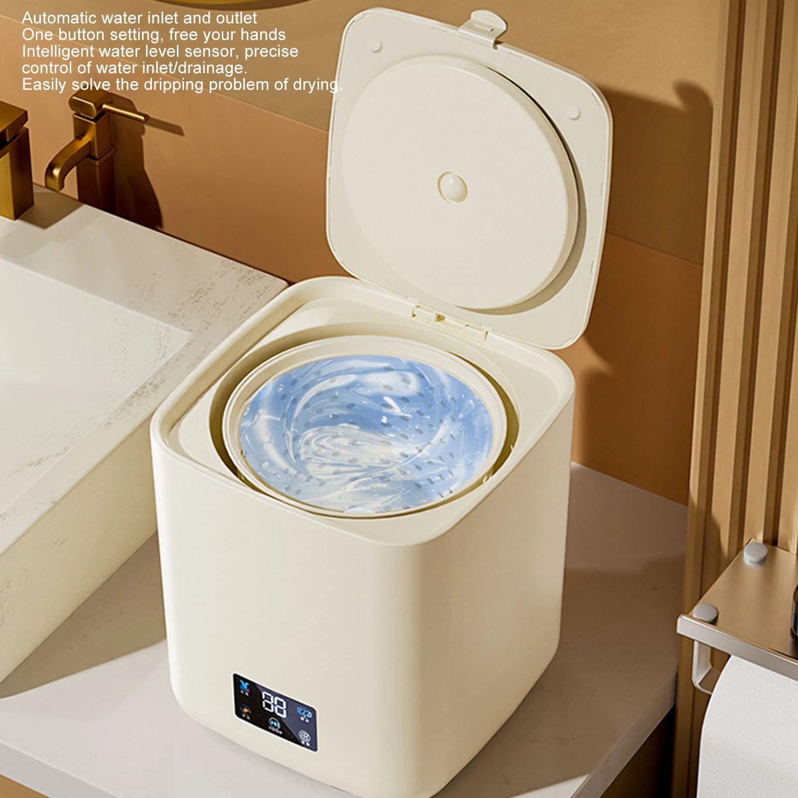 

Washing Machine Imitation Hand Washing 100‑240V LCD Laundry Washing Machine ABS with Rotary Dryer for Home