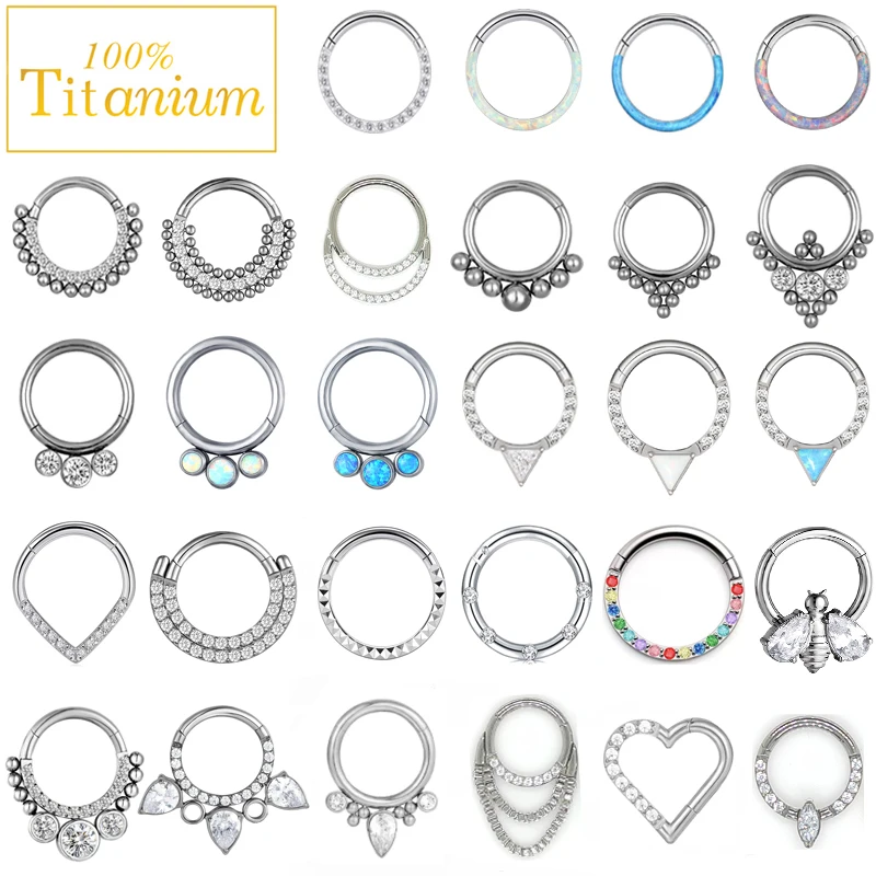 Zestaw biżuterii do piercingu z tytanu F136, kolczyki do przegrody nosowej, kółka do nosa, kolczyki z cyrkoniami dla kobiet, do chrząstki, helix, daith, tragus, clicker