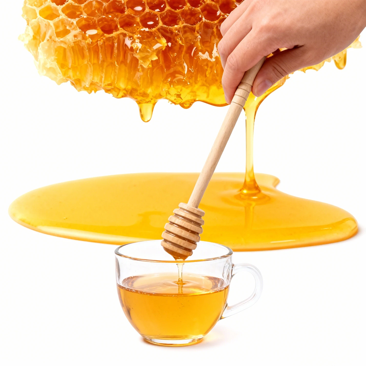 Wooden Honey Stick Dipper Honey Spoon Long Handle Mixing Stirrer Apiculture Beekeeper HoneyJar Dispenser Drizzle Anti Splash Bar