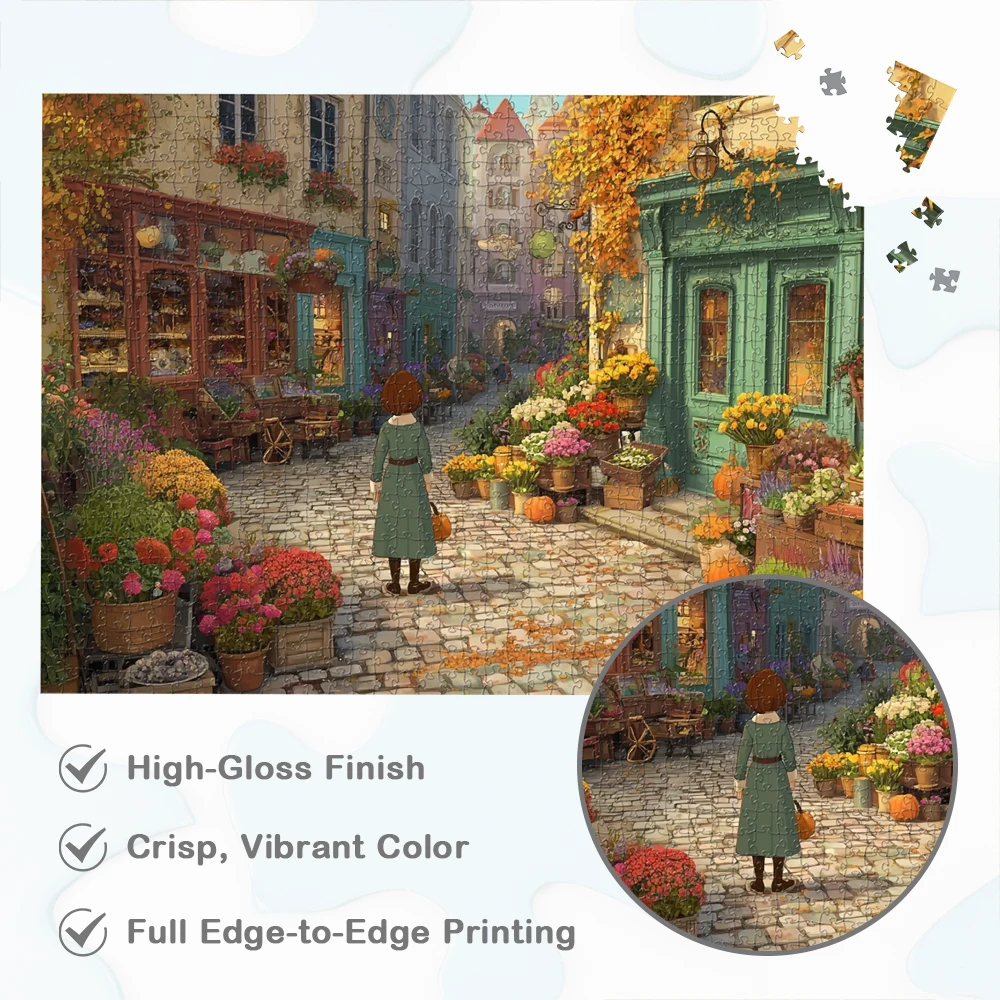 Disney Belle Princess Puzzle in legno Scena del mercato autunnale Giochi di cartoni animati e puzzle Zucche Fiori stagionali Puzzle Regalo