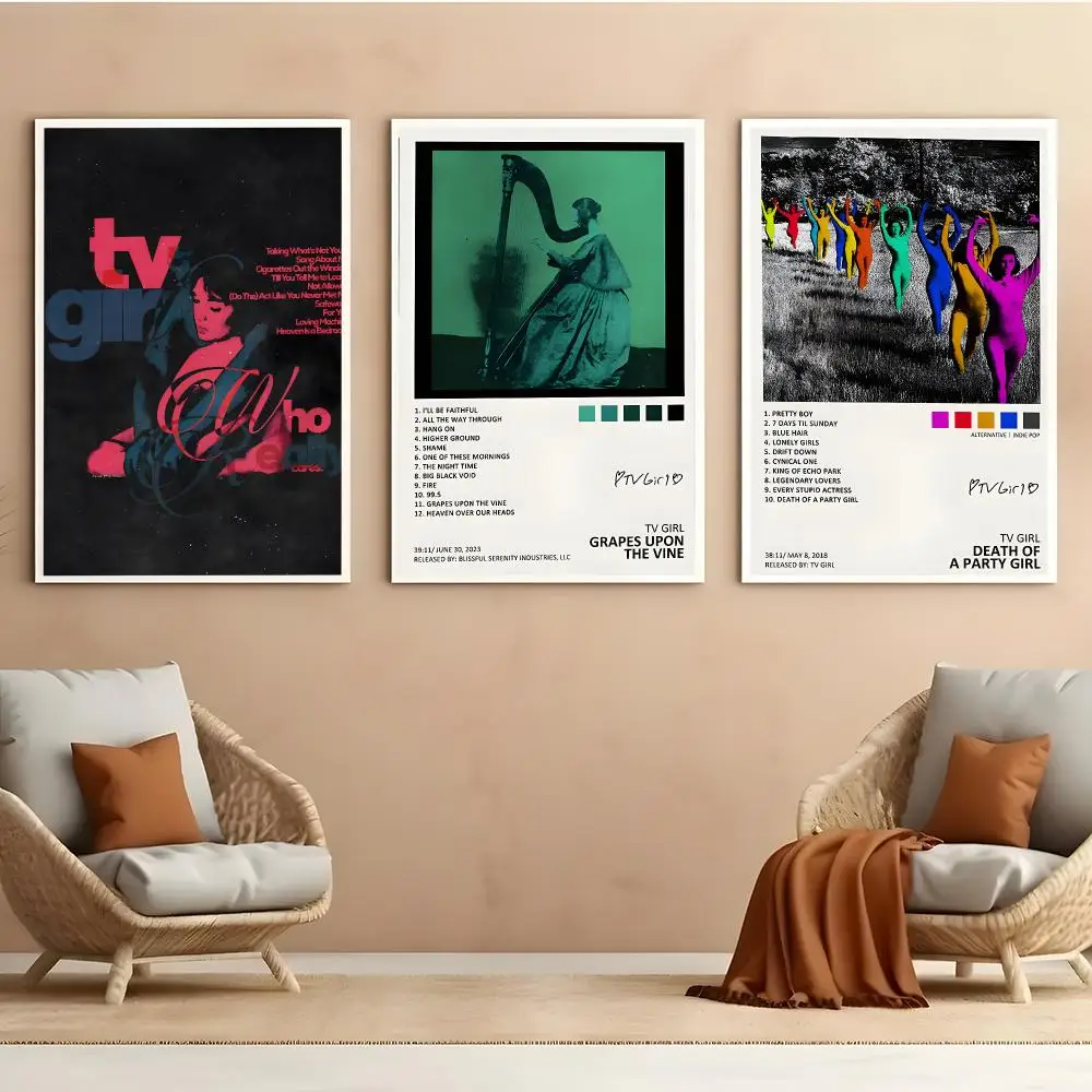 T-Tv Girl Classic Music Album Cover Poster Aesthetic HD PVC Wall Art - Waterproof Wear Resistant For Home Hotel Bar