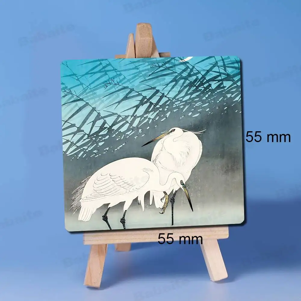 H-Hokusai O-Ohara K-Koson الفن الياباني 1 قطعة مغناطيس الثلاجة شخصية حامل صور مغناطيسي صورة مربعة متينة #5