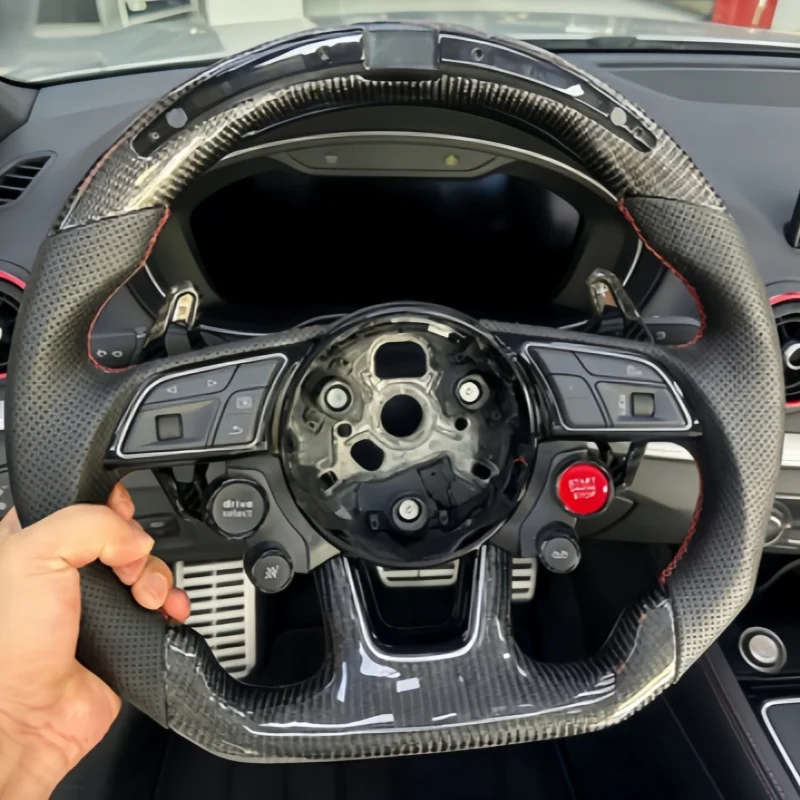 

LED Car Steering Wheel Carbon Fiber Leather A4 A5 A6 B7 B8 S4 S5 S6 RS3 RS4 RS5 C7 C8 Q5 Q7 Accessories For Audi A3