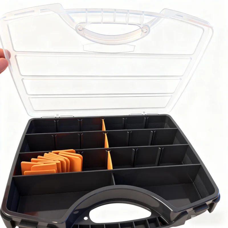 5-20 Fächer Schraubenbox-Organizer, transparente Kunststoff-Aufbewahrungsbox mit verstellbaren Fächern für Schmuck, Knöpfe, Hardware und Werkzeug – Detail 10