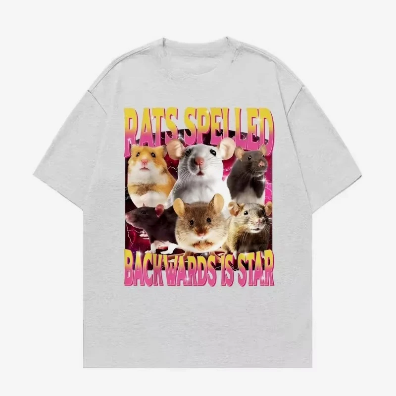 Rats Spelled Backwards Is Star Funny Rat Meme Tee Shirts Women Retro Humor Short Sleeve Cheap Clothes Women's Oversized T-shirt