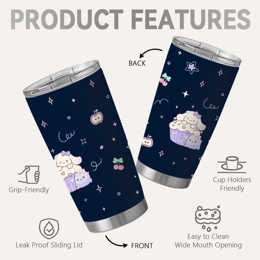 Cupcake Animal Prints Vacuum Flasks 20oz Coffee Cup With 2 Lids And Reusable Straw, Double Wall Tumbler For Iced Or Hot Drinks
