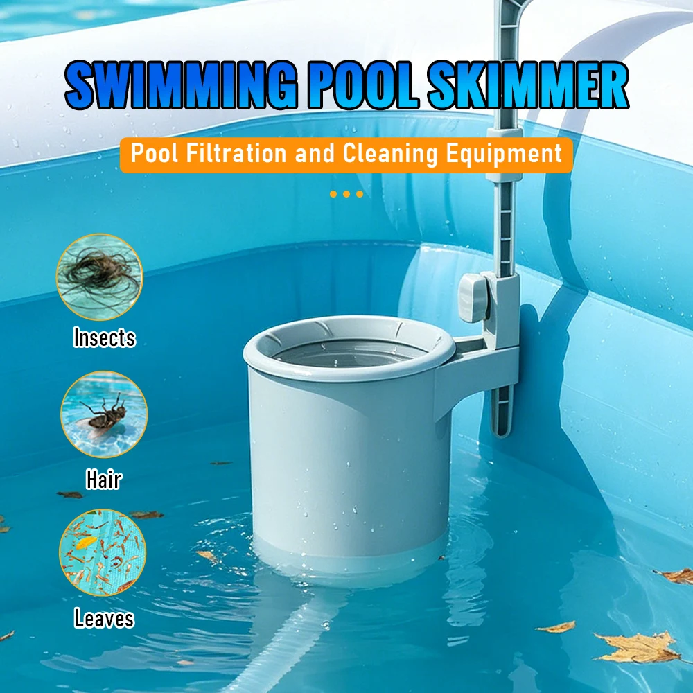Upgrade Automatic Swimming Pool Surface Skimmer Wall Mount Cleaner for Swim Pool Care Cleaning Basket Portable Tool Above Ground