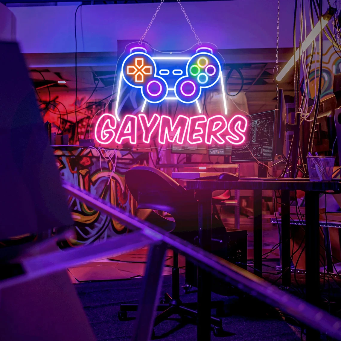 Gaymer Neon Light Pride Gift for Gay Gamers Pride Gift LGBT  Custom Gamers Gaymers Game Room Open Sign  Neon Signs for Room