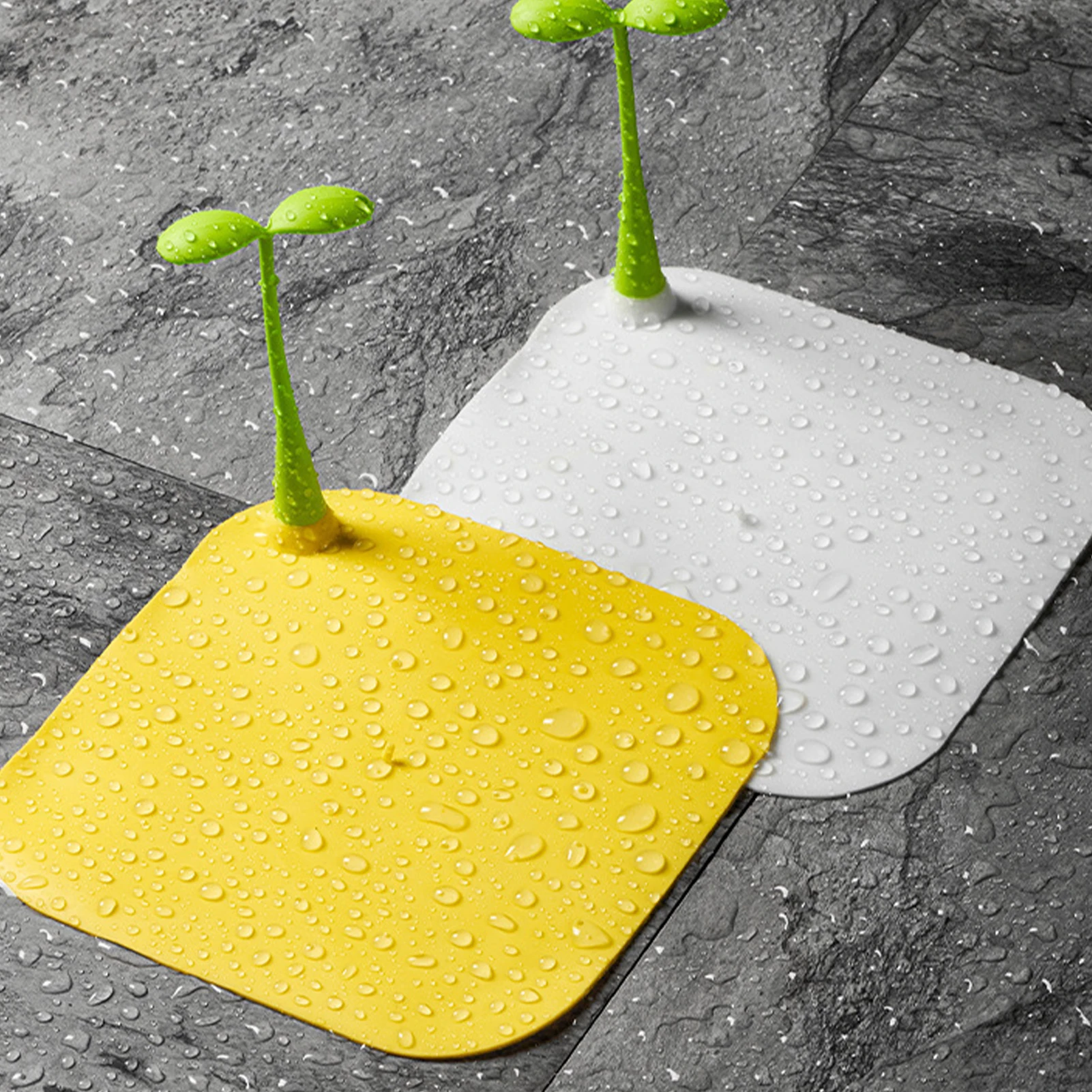 Small Bean Sprout Handle Anti Odor Pad For Household Bean Sprout Floor Drain Sewage Odor Proof Cover yellow