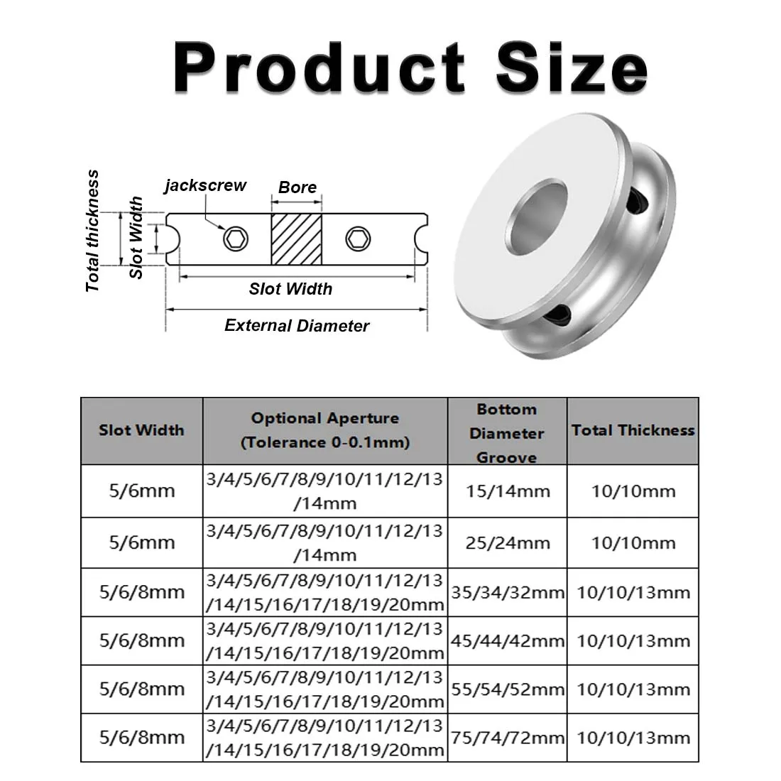 20/30/40/50/60/80mm Aluminum Alloy Single V-belt Pulley Spindle Motor Pulley, Model Transmission Wheel A-Type V-belt Pulley