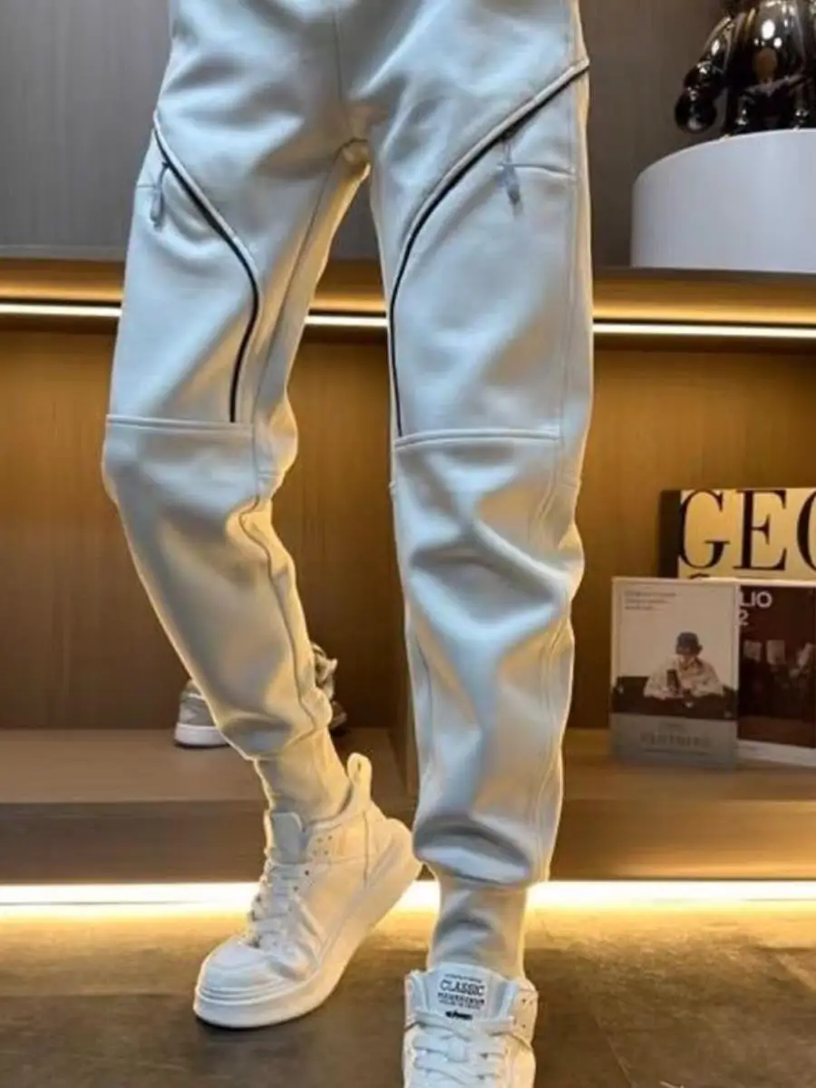 

Faionable Splice Knitted Spor Casual Pants for Men Autumn New Sle Slim Fit Small Foot Pure Color Versatile l Waist