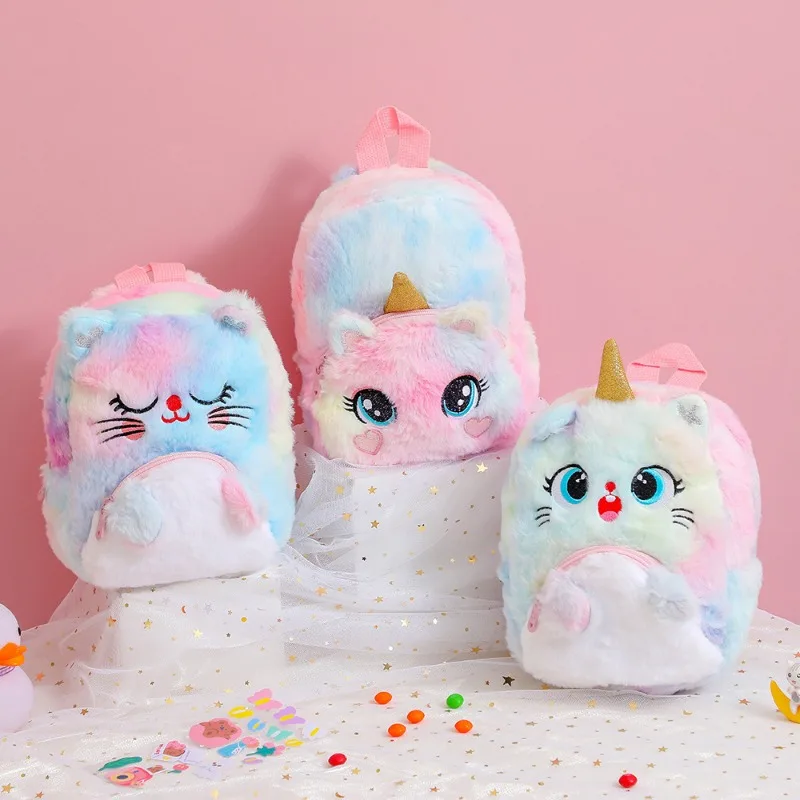 Unicorn Backpack Plush Big Eyes Backpack Kindergarten Children Cartoon Little Girl Backpack