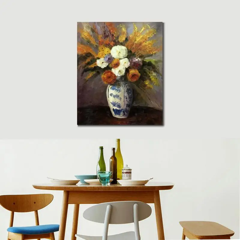 Flowers Canvas Art Handmade Pierre Auguste Renoir Painting Roses Modern Impressionist Artwork Wall Picture Entrance Hall Decor