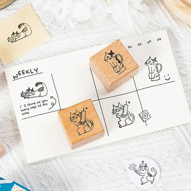 

Cats Series Stamp Retro Decorative Stamp Animal Pattern Stamp for Card Making