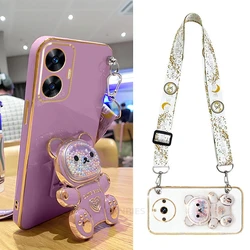 Realmec55 Crossbody Lanyard Bear Silicone Case For Oppo Realme C55 C65 C67 12 Lite C63 11 9 Pro Plus 8 Gt Neo 2 5 Holder Cover