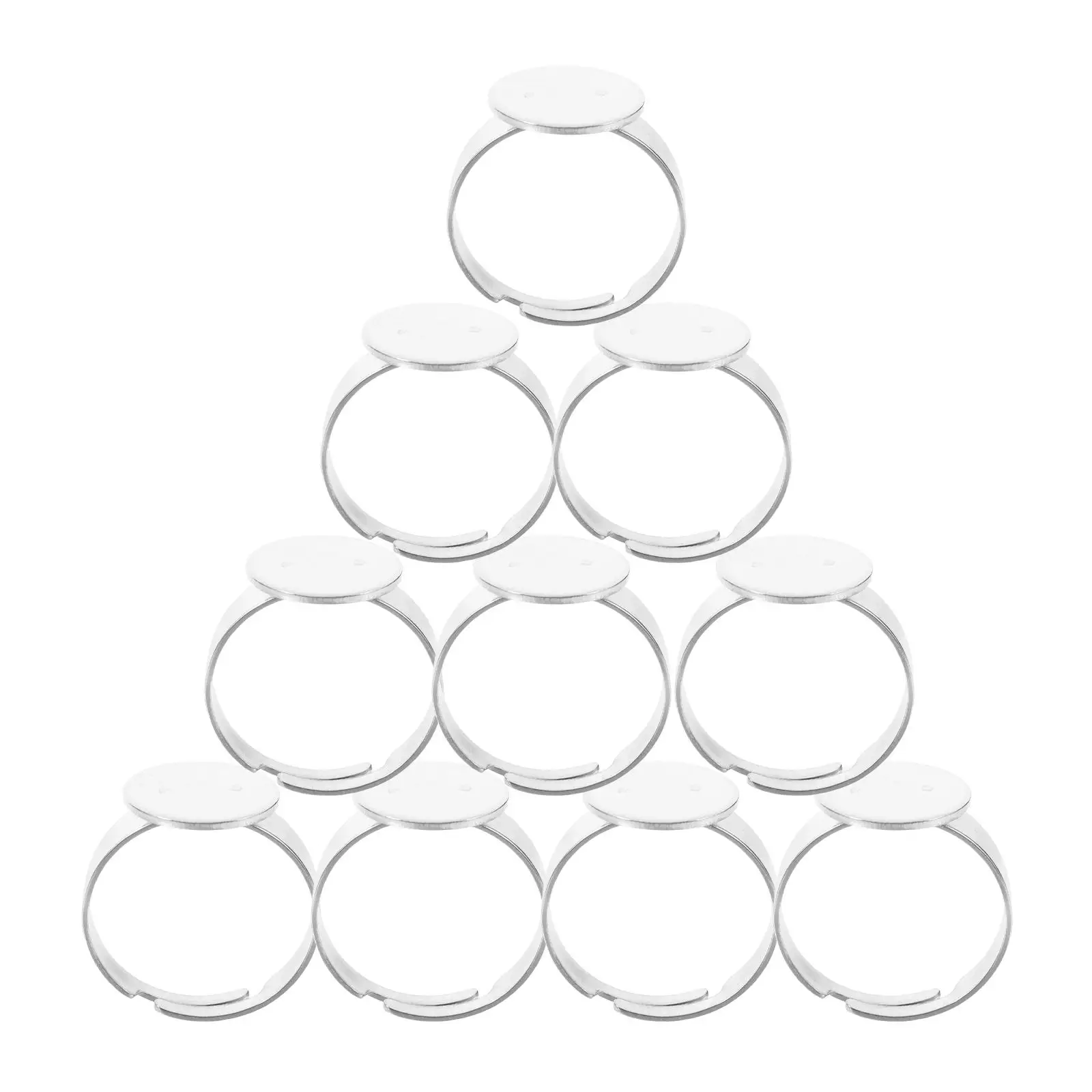 

20 Pcs Stainless Steel Ring Base Adjustable Silver Setting Tray for DIY Jewelry Craft Gifts Portable Compact Ring Holder