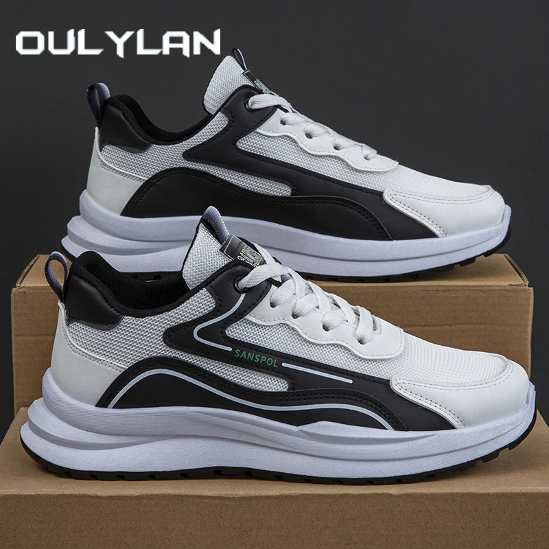 

Oulylan Men Breathable Lace Up Sneakers Fashion Color Blocking Mesh Sports Shoes Casual Soft Soled Comfortable Runshoes