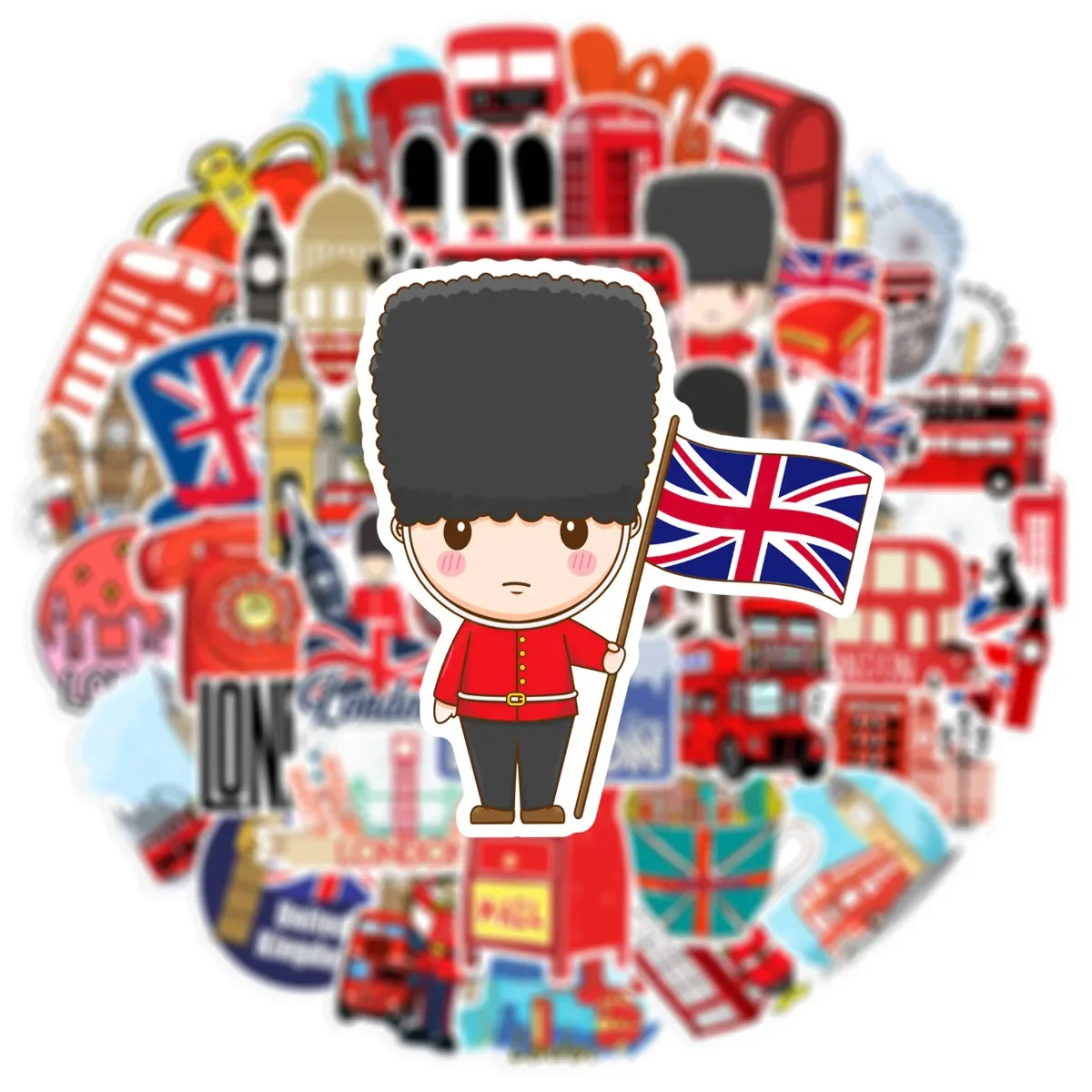 10/30/50Pcs England สีแดงกันน้ํา Graffiti สติกเกอร์ความงามตกแต่งกระเป๋าเดินทางถ้วยกีตาร์แล็ปท็อปโทรศัพท์โน้ตบุ๊คเด็กสติกเกอร์