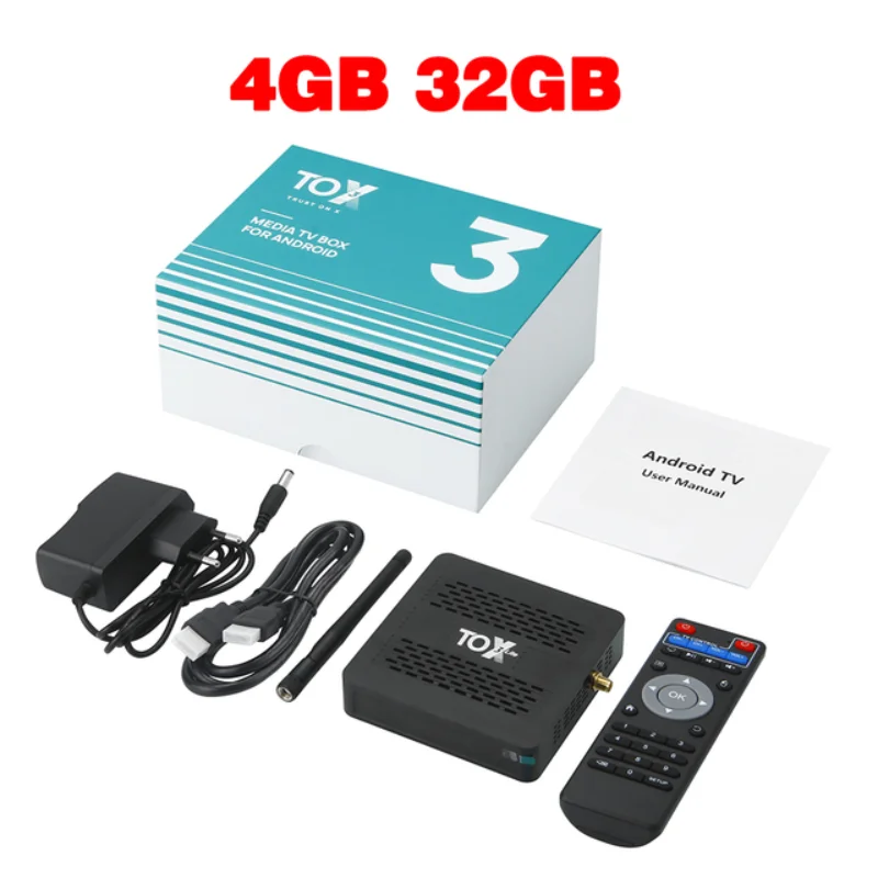 

TOX3 Tv Box Android 11 Smart Tv Box 4GB 32GB Amlogic S905X4 Wifi BT4.1 1000M 4K HDR Media Player Support Google Play Set Top Box